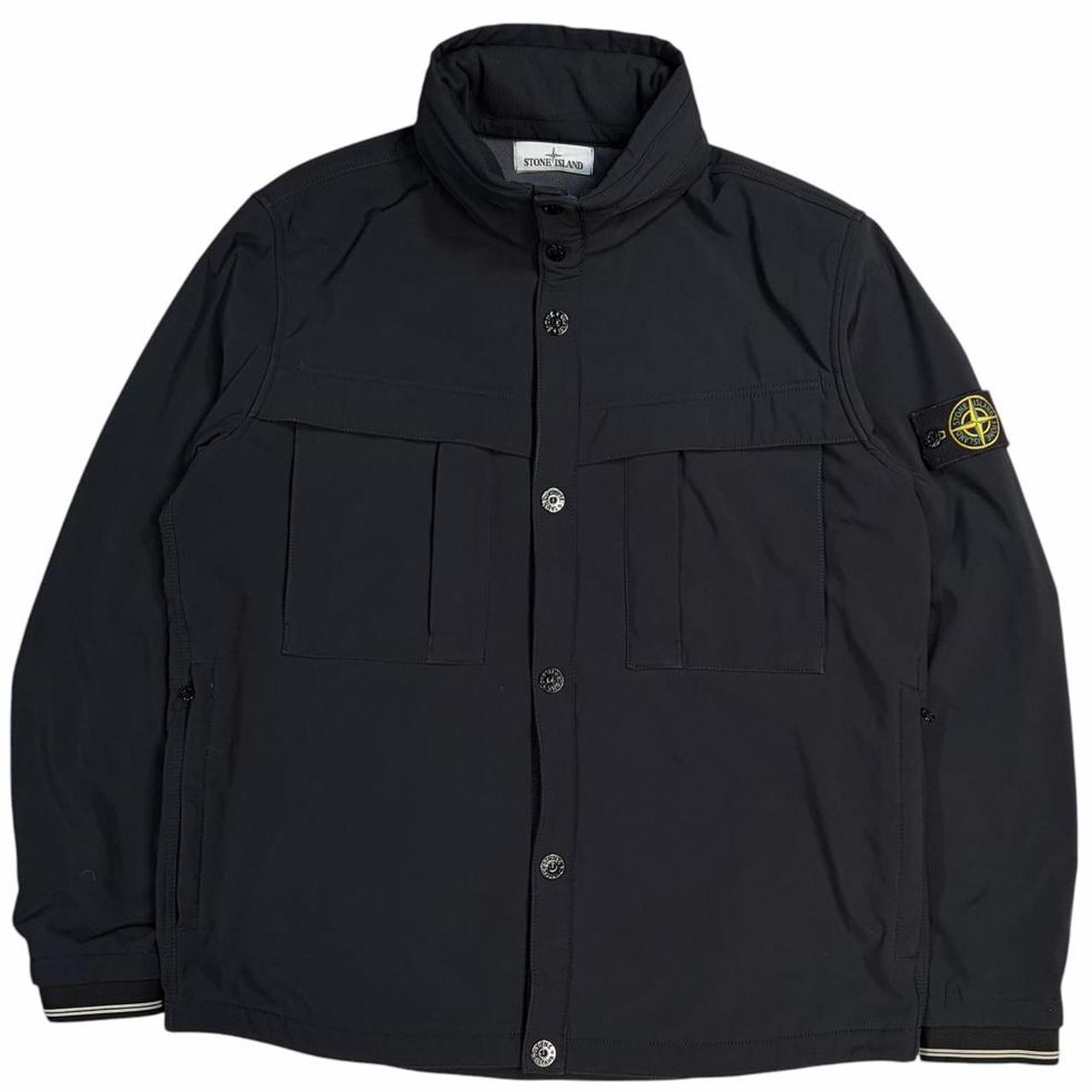 Stone island soft shell jacket with concealable hood (XXL) | XXL, Black