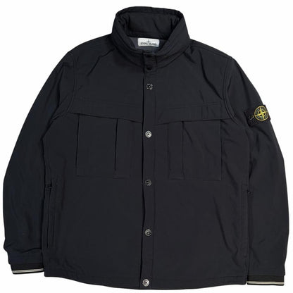 Stone island soft shell jacket with concealable hood (XXL) | XXL, Black