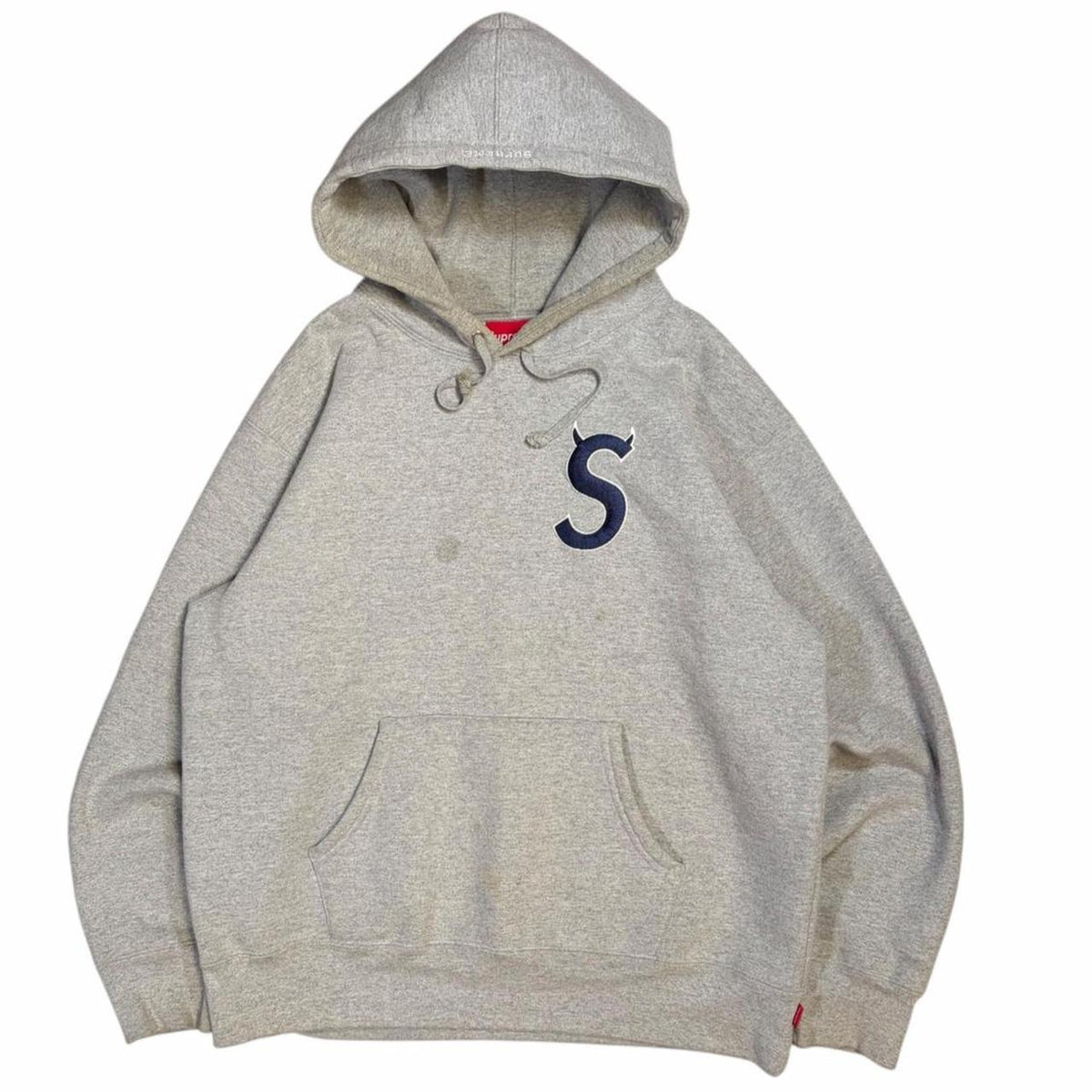 Supreme grey S logo thick pullover hoodie (M) | Medium, Grey