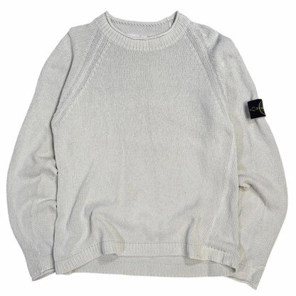 Stone island SS 2002 knitted pullover sweatshirt (M) | Medium, Light Grey