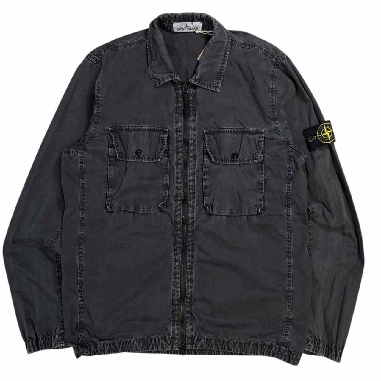 Stone island double pocket canvas overshirt jacket (M) | Medium, Dark Gray
