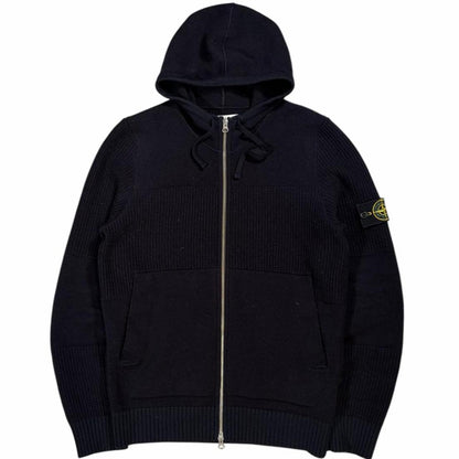 Stone island thick knitted zip up hoodie (M) | Medium, Navy