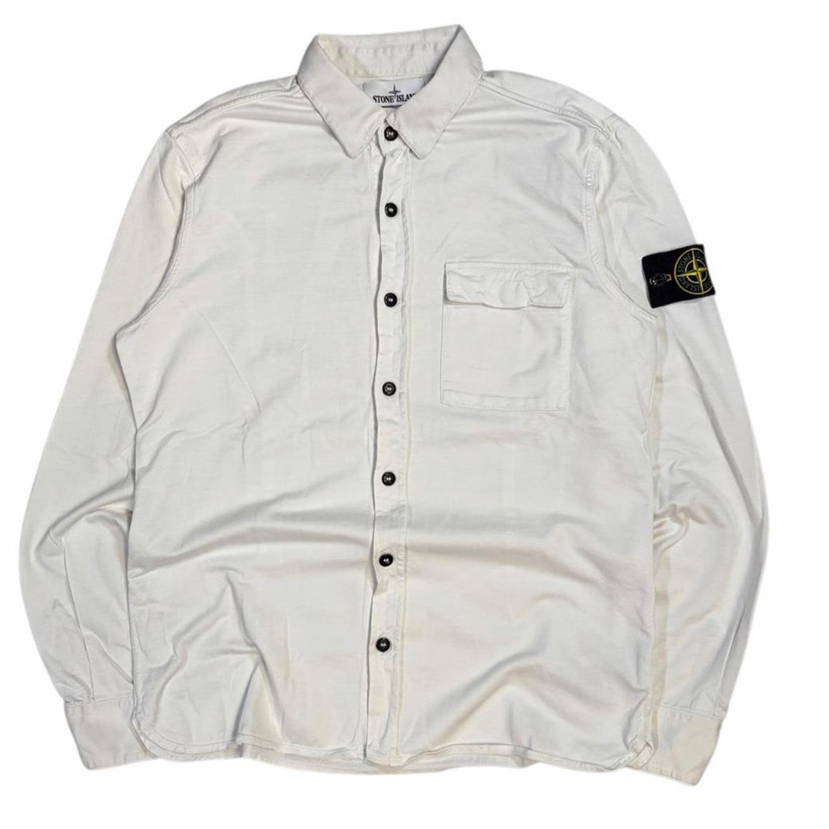 Stone island button up overshirt (L) | Large, White