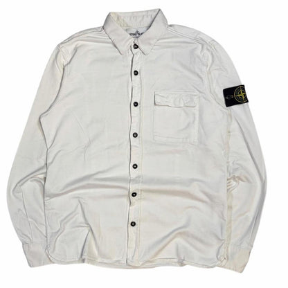 Stone island button up overshirt (L) | Large, White