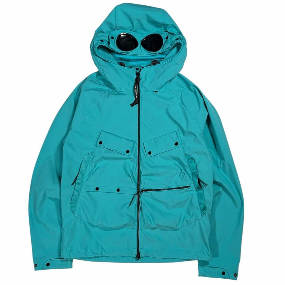 CP Company Multi-pocket soft shell goggle Jacket (S) | Small, Turquoise