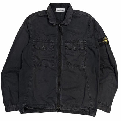 Stone island double pocket canvas overshirt jacket (S) | Small, Dark Grey