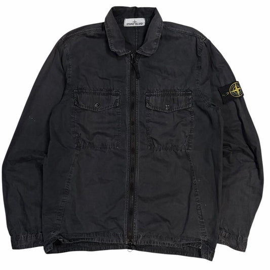 Stone island double pocket canvas overshirt jacket (S) | Small, Dark Grey