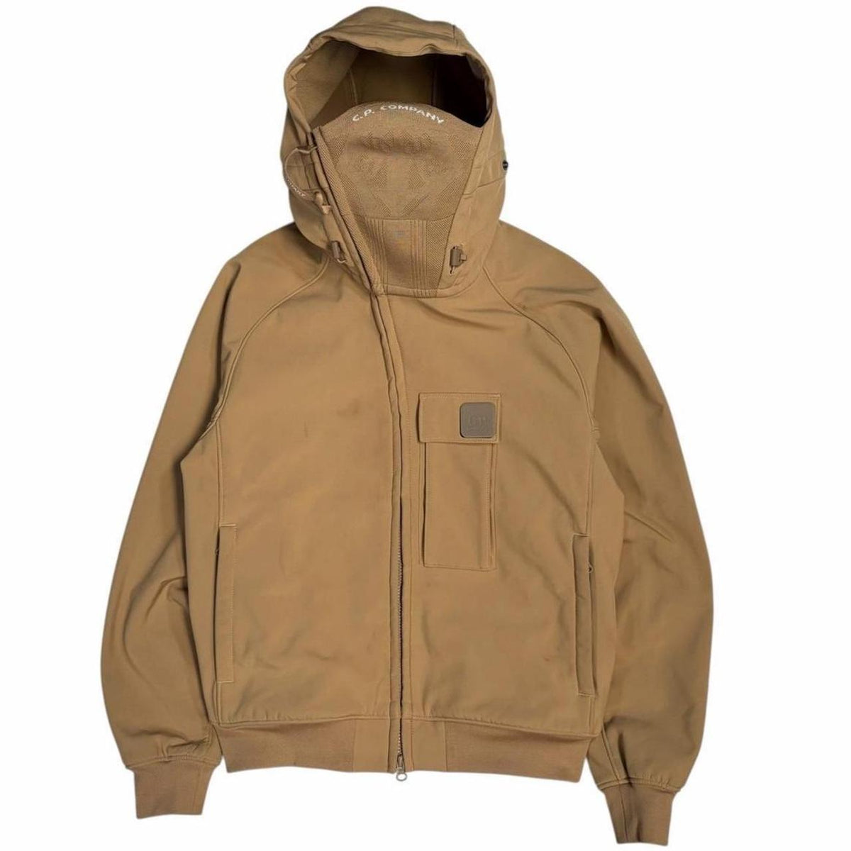 CP Company soft shell metropolis masked zip up jacket (S) | Small, Tan