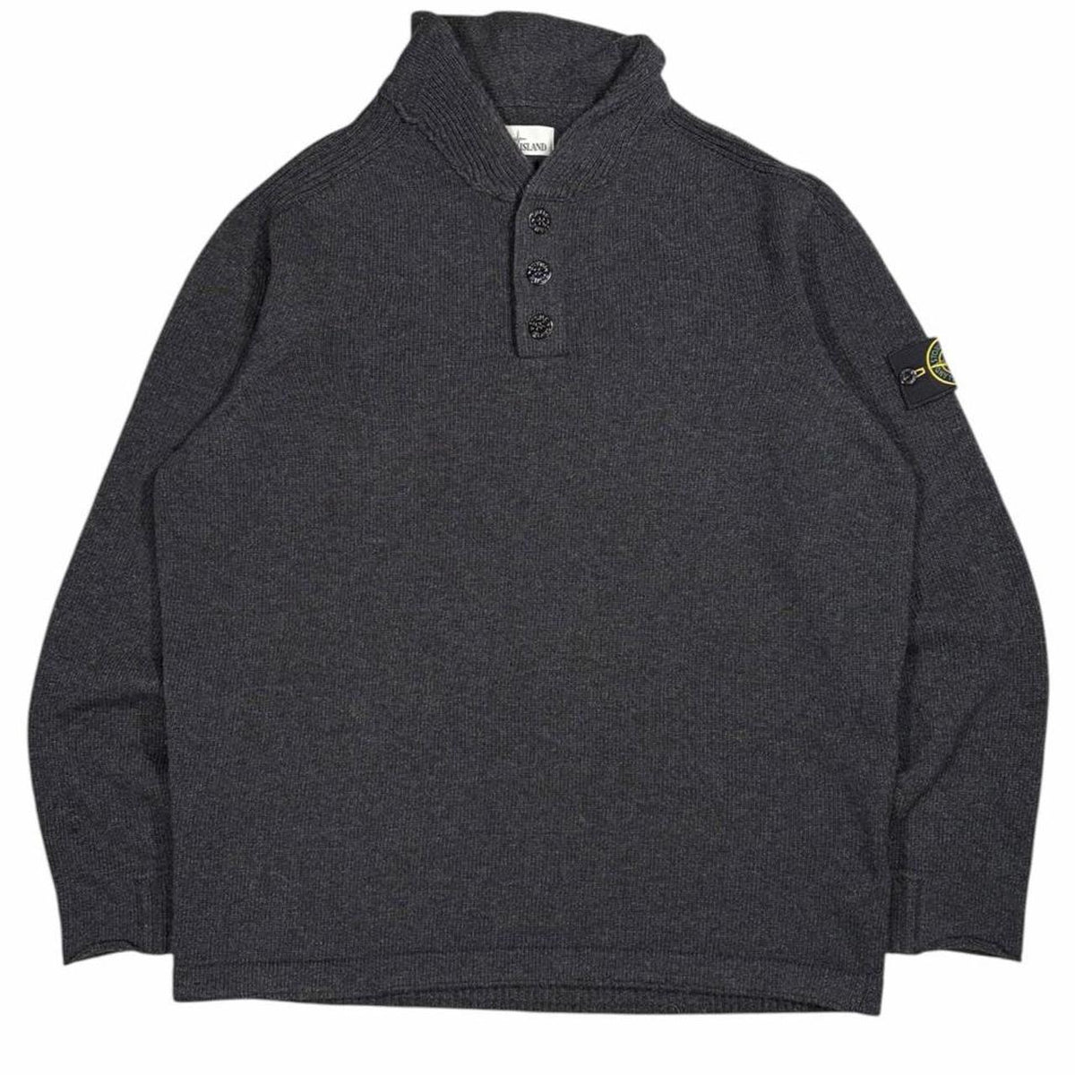 Stone island quarter button up pullover knit sweatshirt (XXXL) | XXXL, Charcoal