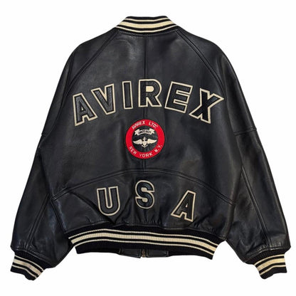 Avirex USA leather jacket (XS) | XS, Black