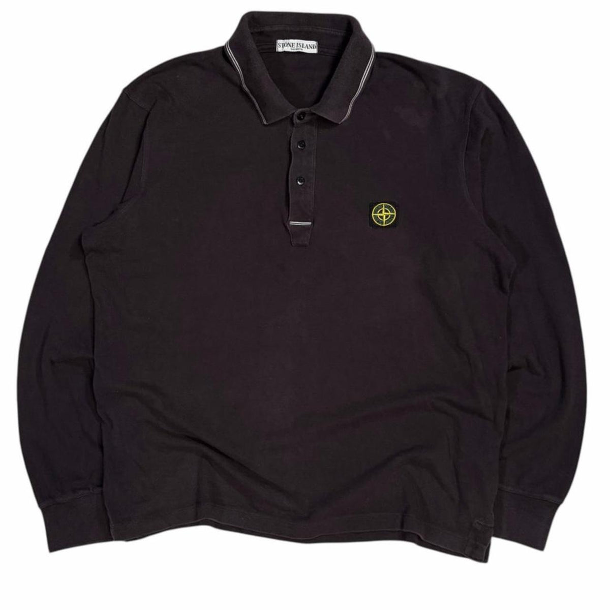 Stone island AW 2009 compass logo long sleeve polo shirt (XXXL) | XXXL, Black