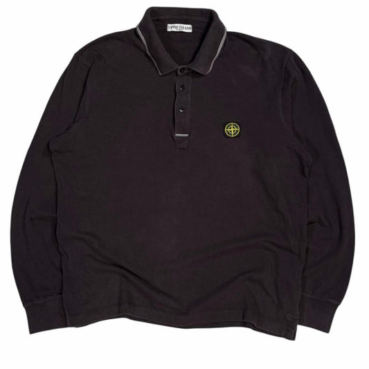 Stone island AW 2009 compass logo long sleeve polo shirt (XXXL) | XXXL, Black
