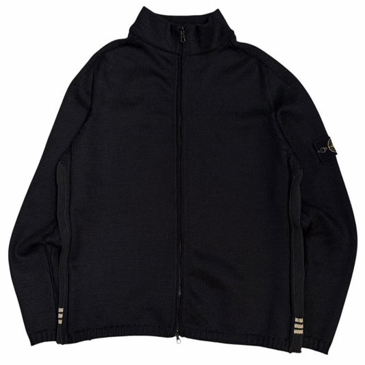 Stone island SS 2003 zip up knitted sweatshirt (XXL) | XXL, Black
