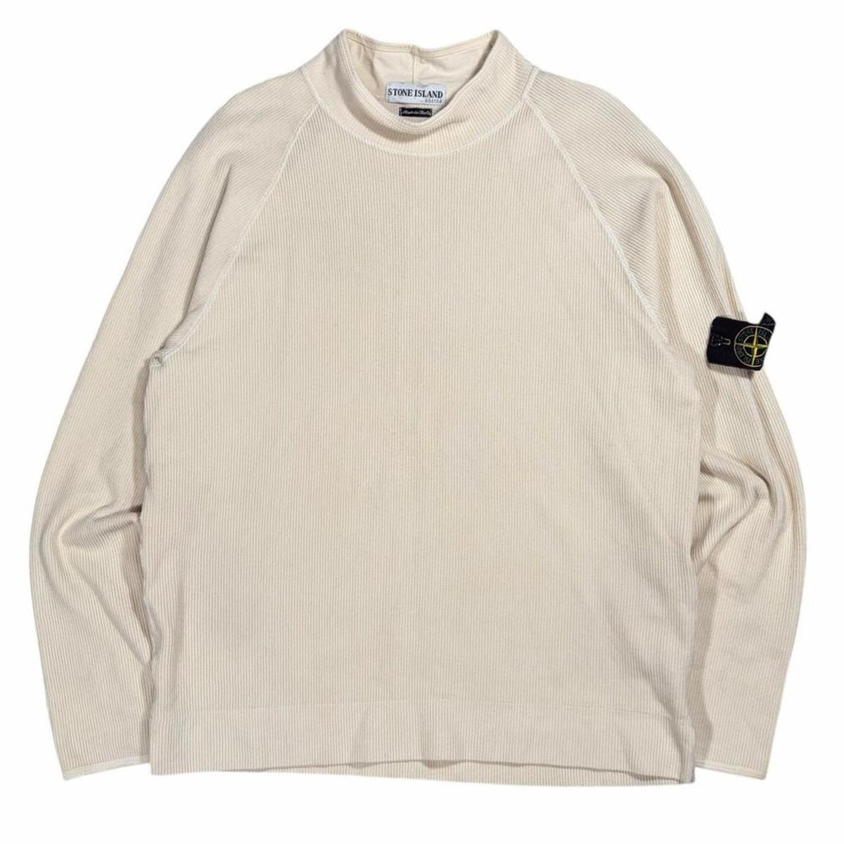 Stone island early 2000s mock neck waffle pullover sweatshirt (L) | Large, Beige