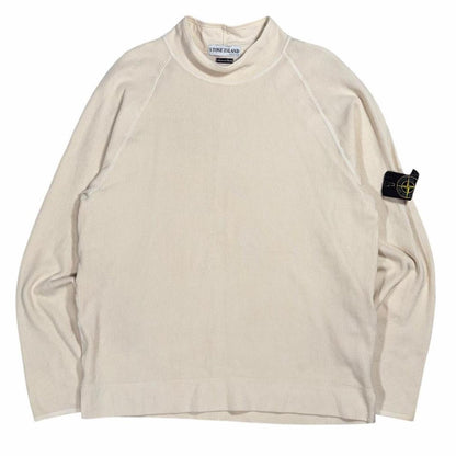 Stone island early 2000s mock neck waffle pullover sweatshirt (L) | Large, Beige