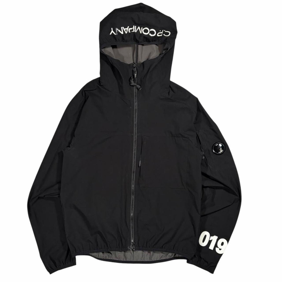 CP Company black Pro-Tek hood spellout jacket (M) | Medium, Black