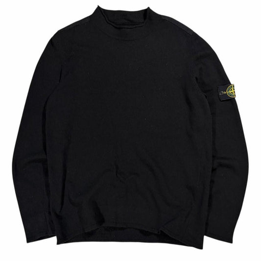 Stone island mock neck knit pullover sweatshirt (XL) | XL, Black