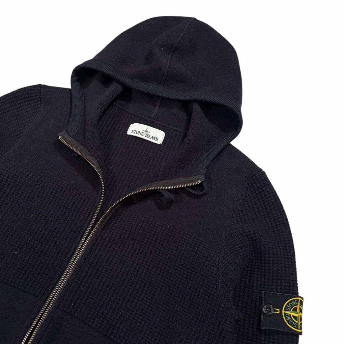 Stone island thick knitted zip up hoodie (M) | Medium, Navy