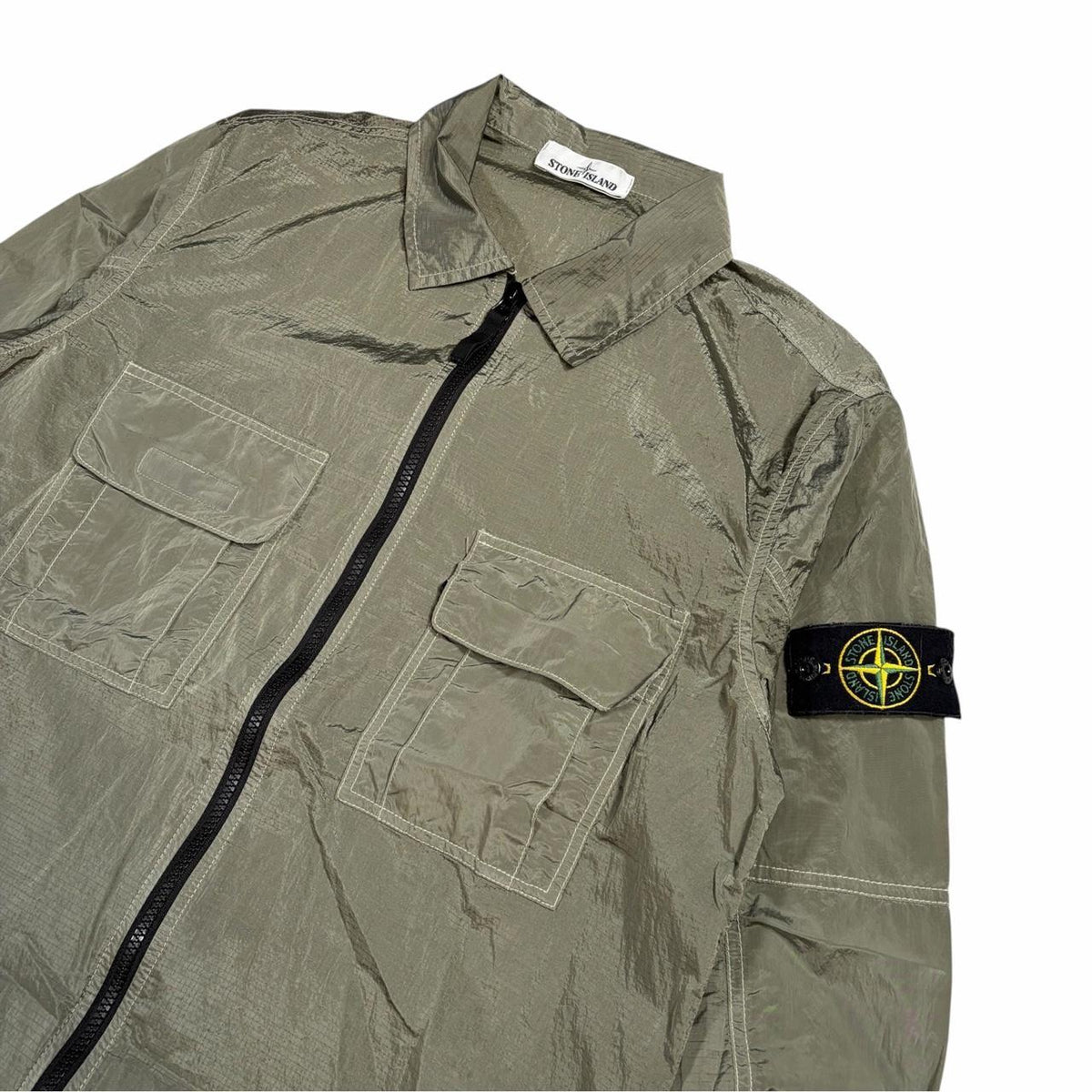 Stone island nylon metal ripstop overshirt jacket (M) | Medium, Olive Green