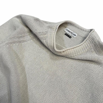 Stone island SS 2002 knitted pullover sweatshirt (M) | Medium, Light Grey
