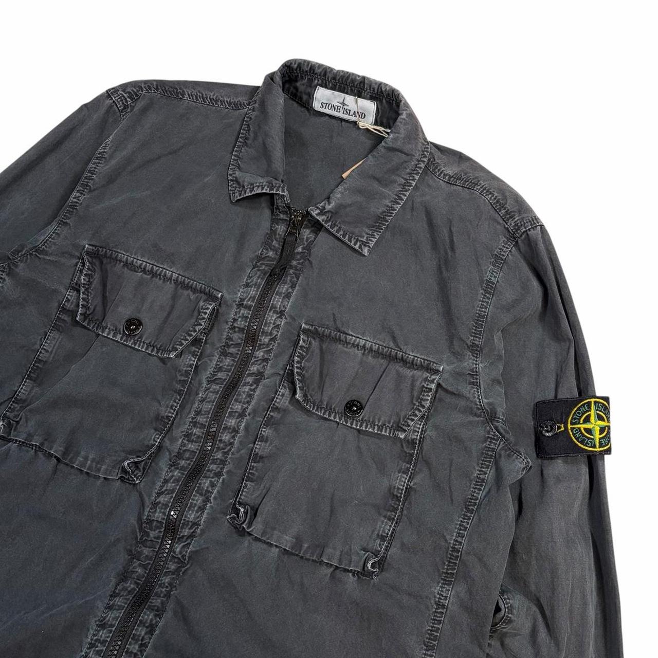 Stone island double pocket canvas overshirt jacket (M) | Medium, Dark Gray