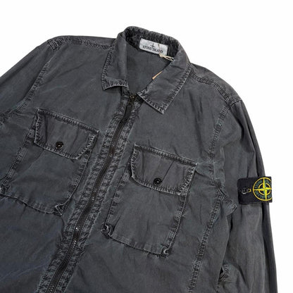 Stone island double pocket canvas overshirt jacket (M) | Medium, Dark Gray