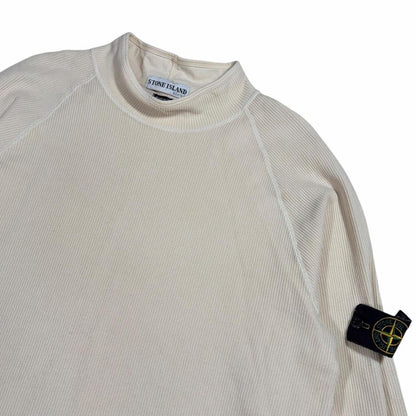 Stone island early 2000s mock neck waffle pullover sweatshirt (L) | Large, Beige