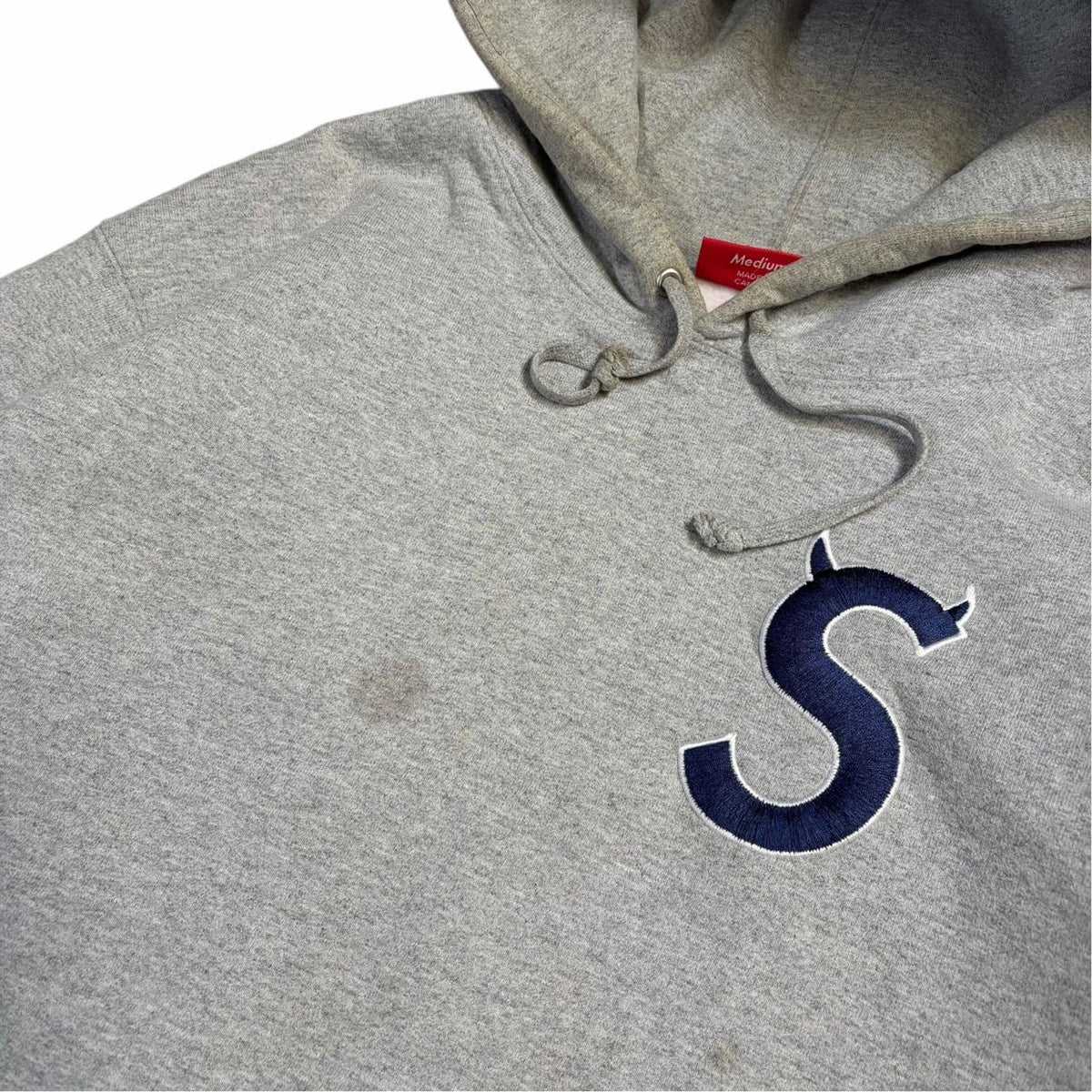 Supreme grey S logo thick pullover hoodie (M) | Medium, Grey