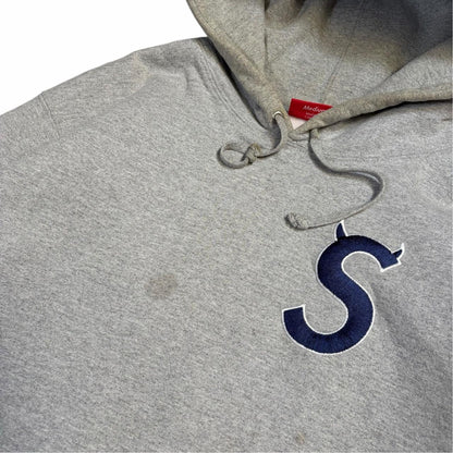 Supreme grey S logo thick pullover hoodie (M) | Medium, Grey