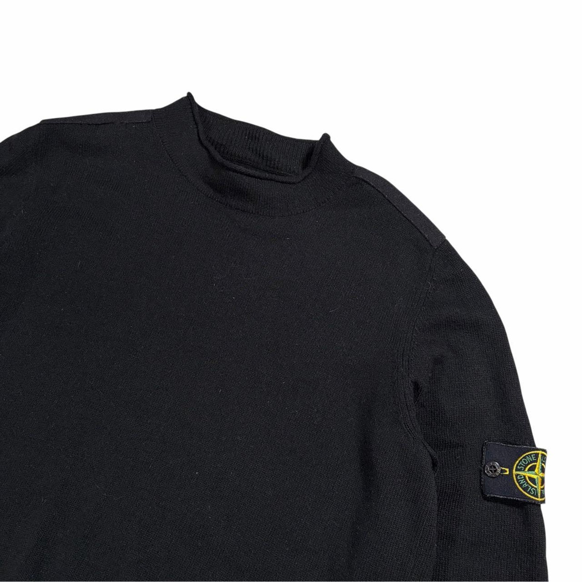 Stone island mock neck knit pullover sweatshirt (XL) | XL, Black