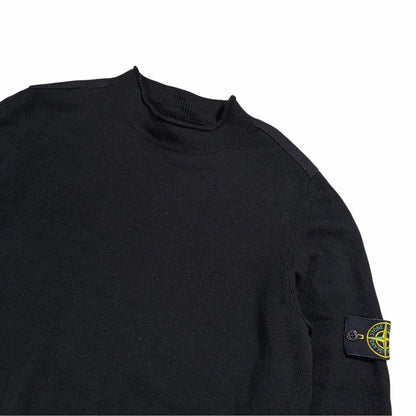 Stone island mock neck knit pullover sweatshirt (XL) | XL, Black
