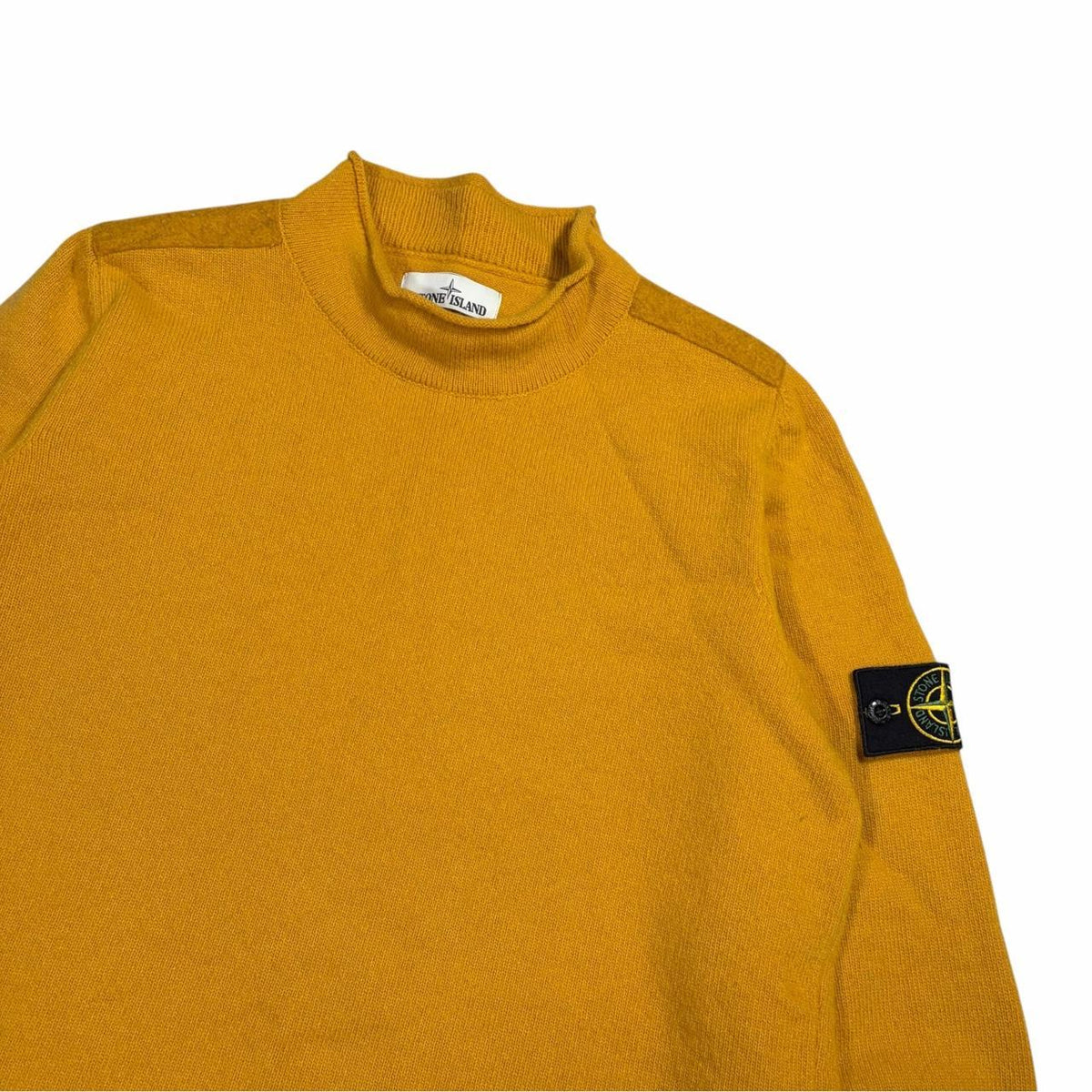Stone island mock neck knit pullover sweatshirt (XL) | XL, Mustard Yellow