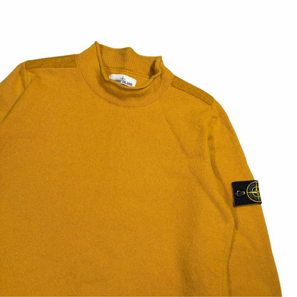 Stone island mock neck knit pullover sweatshirt (XL) | XL, Mustard Yellow