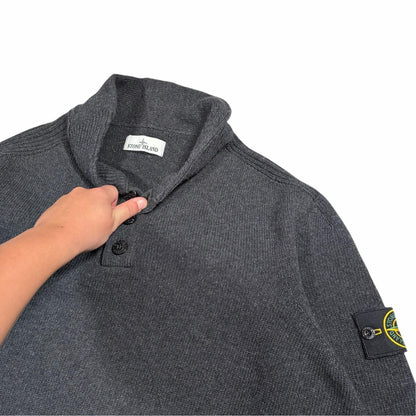Stone island quarter button up pullover knit sweatshirt (XXXL) | XXXL, Charcoal