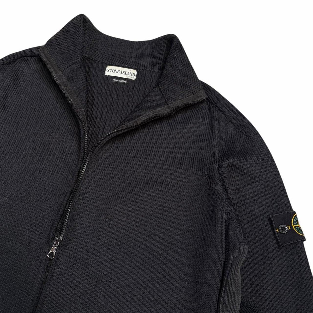 Stone island SS 2003 zip up knitted sweatshirt (XXL) | XXL, Black