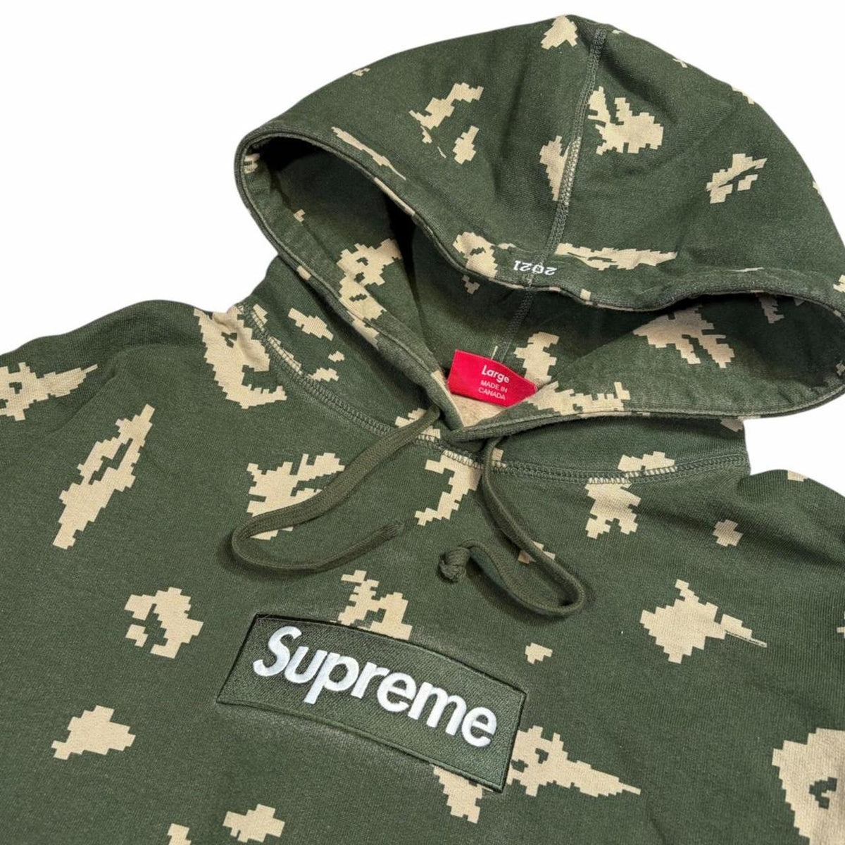 Supreme Olive Russian Digi camo box logo hoodie (L) | Large, Camo