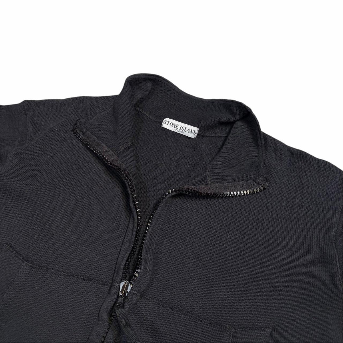 Stone island SS 2006 knit zip up sweatshirt (XL) | XL, Black