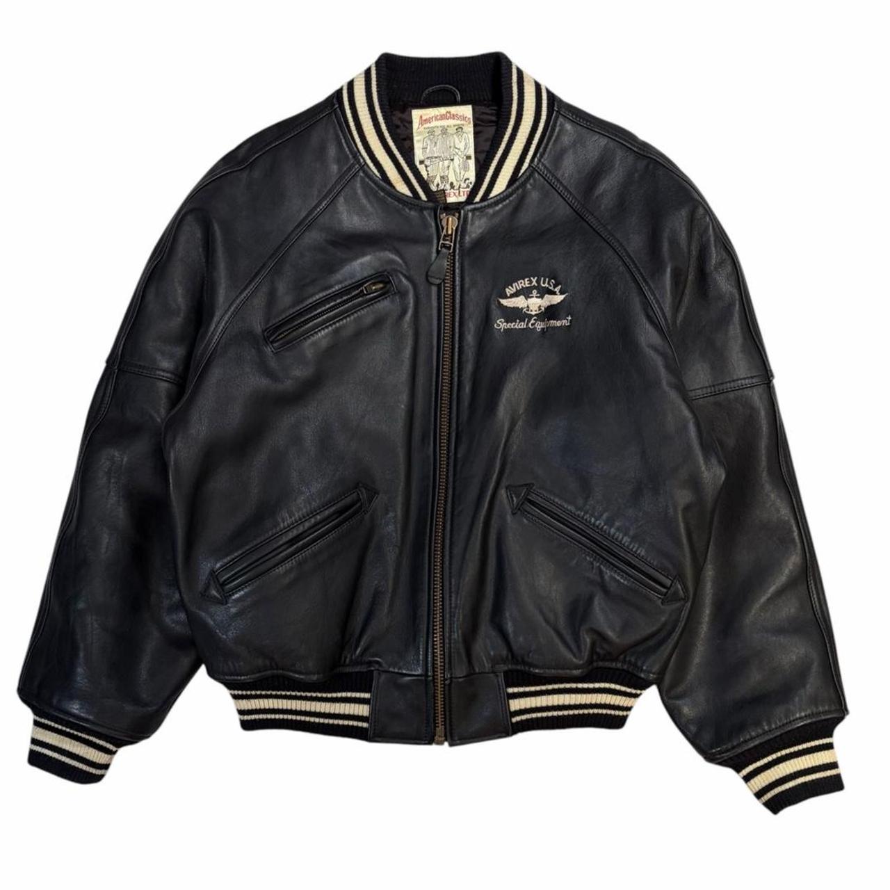 Avirex USA leather jacket (XS) | XS, Black