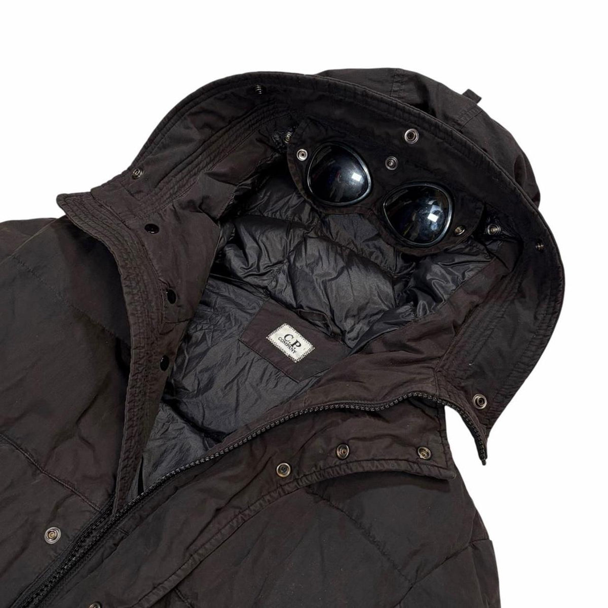 CP Company 50 Fili Component Dyeing black down goggle jacket (S) | Small, Black