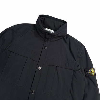 Stone island soft shell jacket with concealable hood (XXL) | XXL, Black