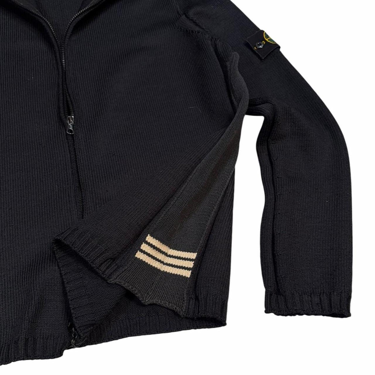 Stone island SS 2003 zip up knitted sweatshirt (XXL) | XXL, Black