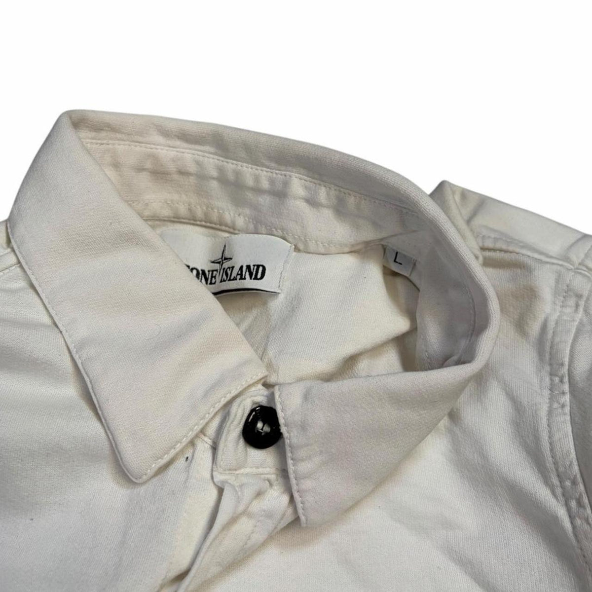 Stone island button up overshirt (L) | Large, White