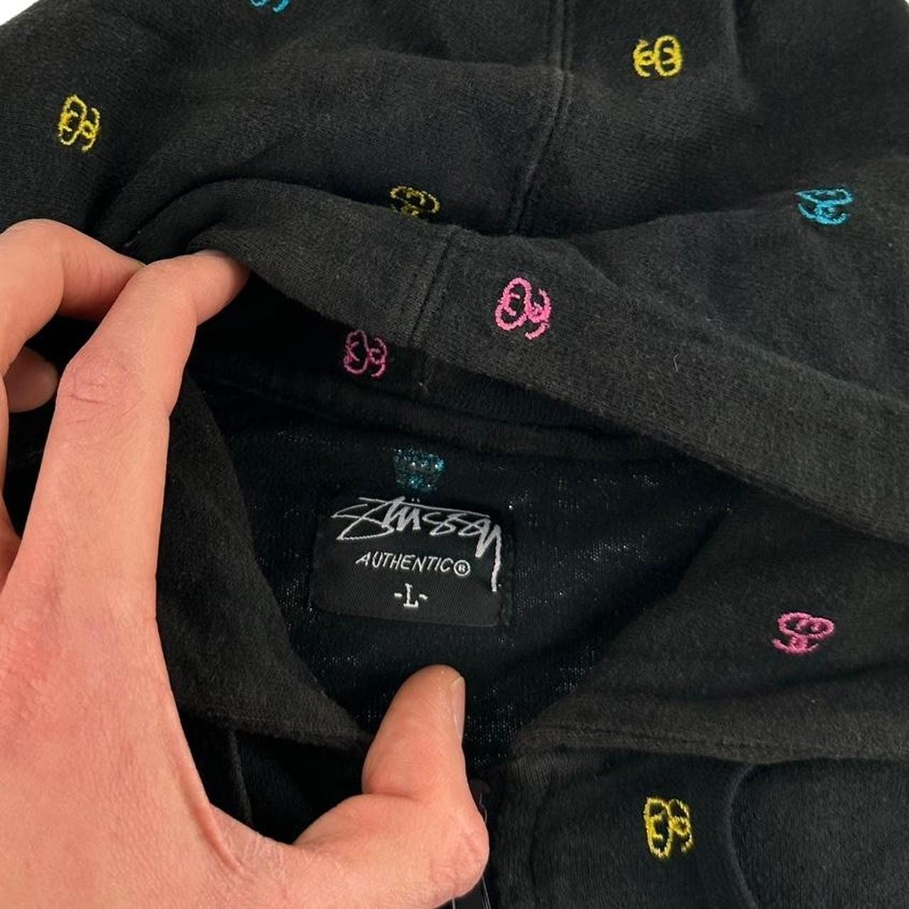 Vintage Stussy monogram zip hoodie size L