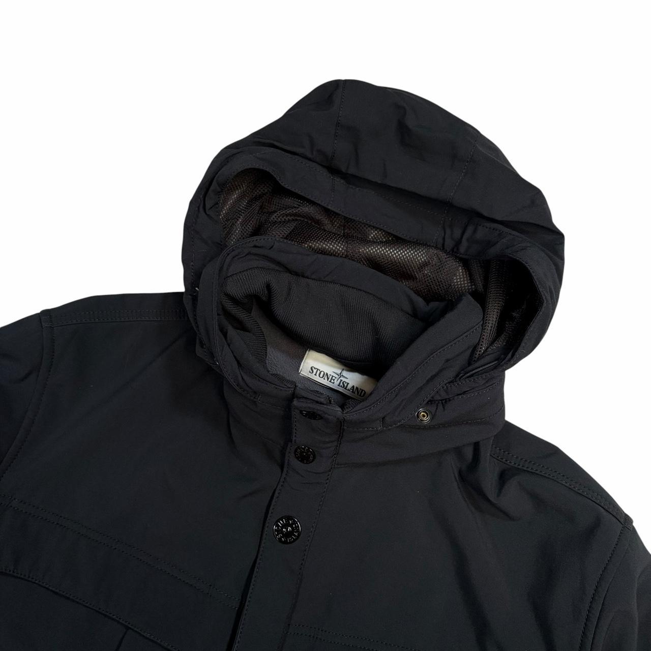 Stone island soft shell jacket with concealable hood (XXL) | XXL, Black