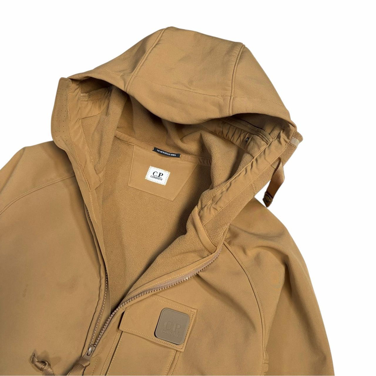 CP Company soft shell metropolis masked zip up jacket (S) | Small, Tan