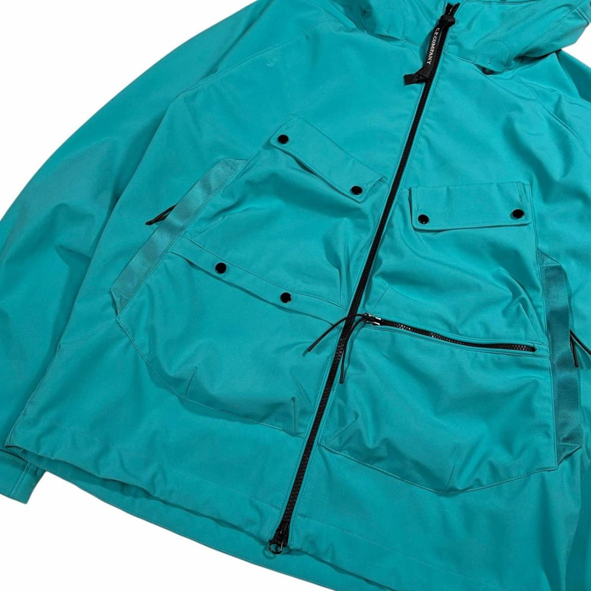 CP Company Multi-pocket soft shell goggle Jacket (S) | Small, Turquoise