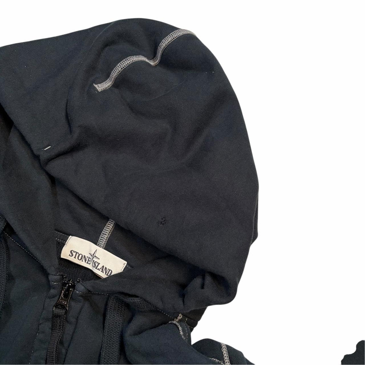 Stone island reverse stitch zip up hoodie (S) | Small, Black