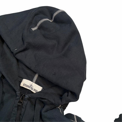 Stone island reverse stitch zip up hoodie (S) | Small, Black