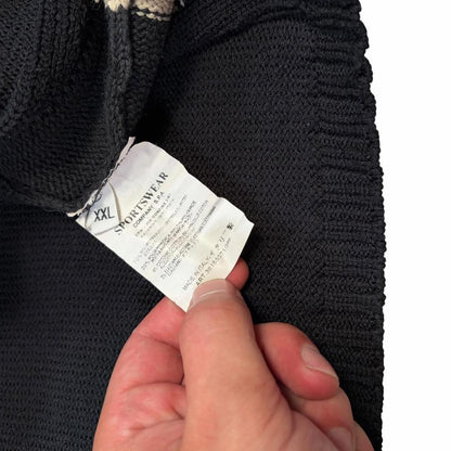 Stone island SS 2003 zip up knitted sweatshirt (XXL) | XXL, Black