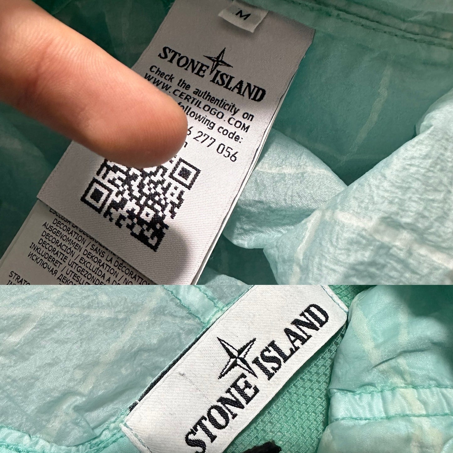 Stone Island Reflective Grid Lamy-TC Long Jacket with Special Process Badge